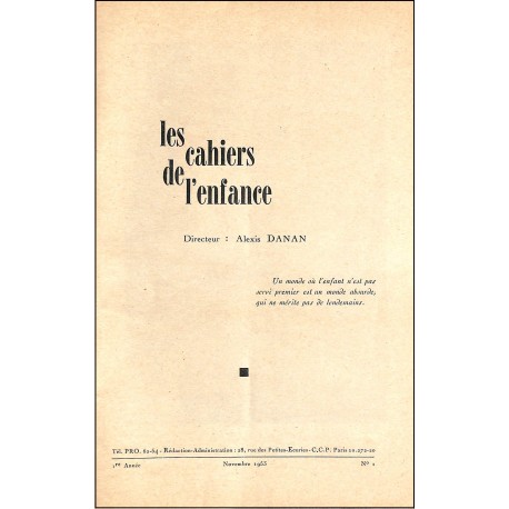 Les cahiers de l'enfance |Premier Numéro