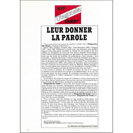 DIAGONALE Est/Ouest |Premier Numéro