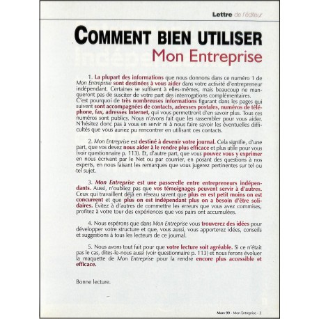 Mon ENTREPRISE |Premier Numéro