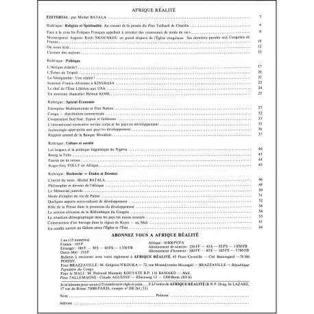 AFRIQUE REALITE |Premier Numéro