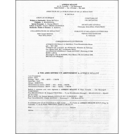 AFRIQUE REALITE |Premier Numéro