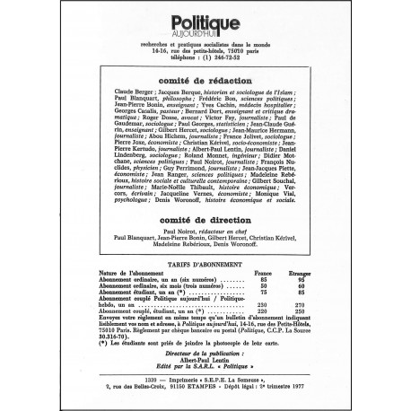 Politique AUJOURD'HUI |Premier Numéro