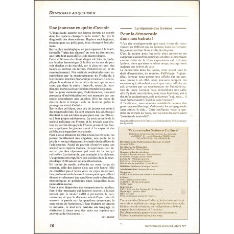 TRANSVERSALES Science/Culture |Premier Numéro