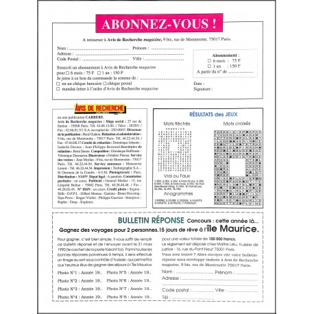 AVIS DE RECHERCHE magazine |Premier Numéro