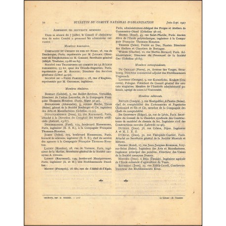 BULLETIN DU COMITÉ NATIONAL DE L'ORGANISATION FRANÇAISE |Premier Numéro