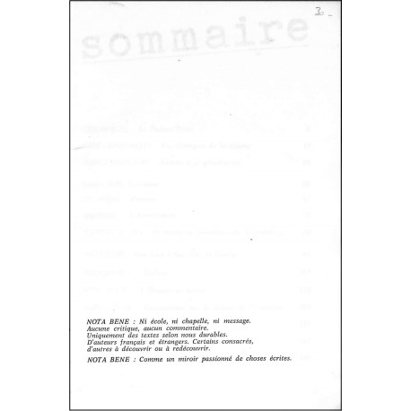 nota bene |Premier Numéro