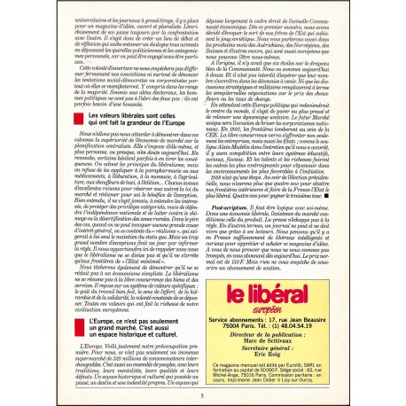 Le libéral européen |Premier Numéro