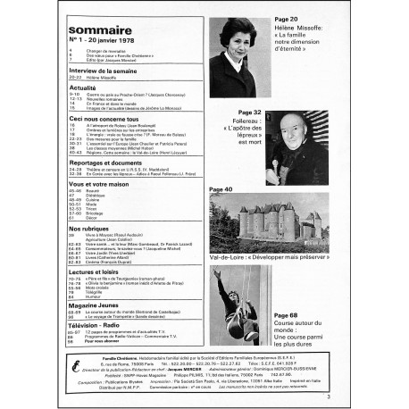 famille chrétienne |Premier Numéro