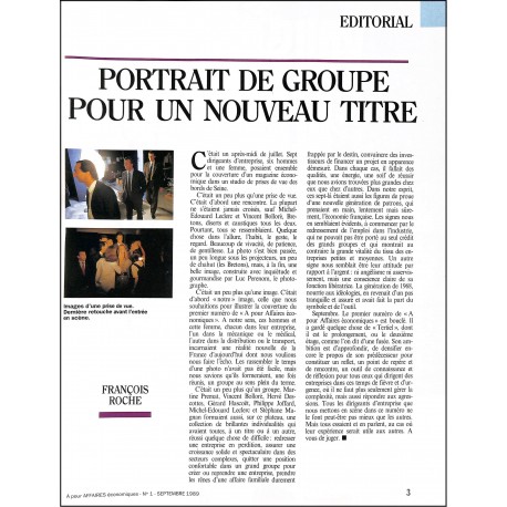 A pour AFFAIRES économiques |Premier Numéro