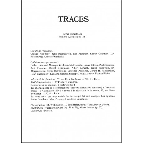 TRACES |Premier Numéro