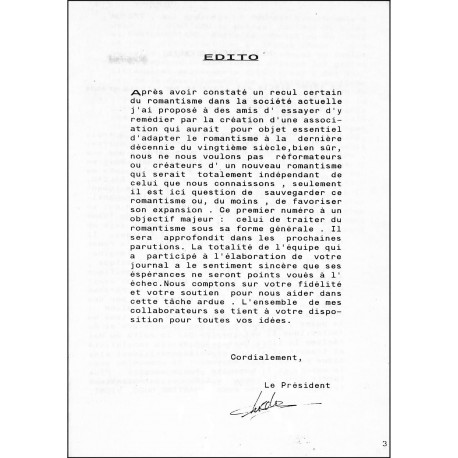 LES ANNEES ROMANTIQUES |Premier Numéro