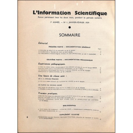 L'information Scientifique |Premier Numéro