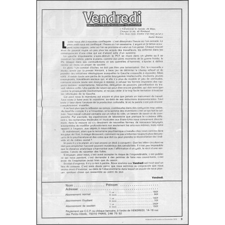 Vendredi |Premier Numéro