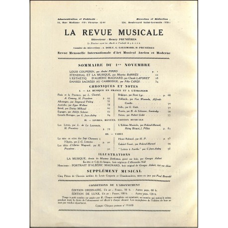 LA REVUE MUSICALE |Premier Numéro