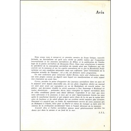 FRONT UNIQUE |Premier Numéro