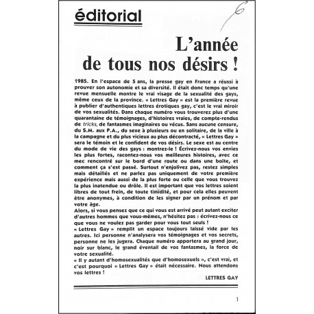 LETTRES GAY |Premier Numéro
