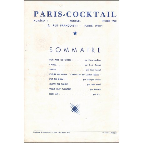 PARIS COCKTAIL |Premier Numéro