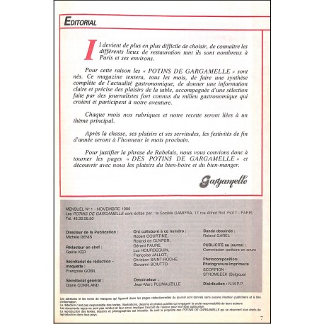 Les Potins de Gargamelle |Premier Numéro