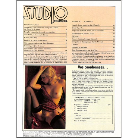 STUDIO INTERNATIONAL |Premier Numéro