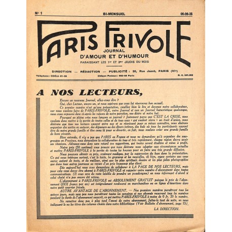 PARIS FRIVOLE |Premier Numéro