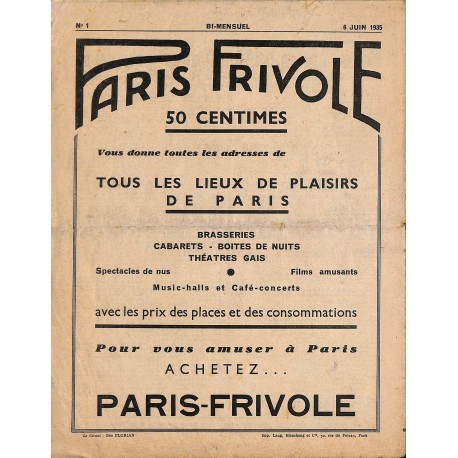 PARIS FRIVOLE |Premier Numéro