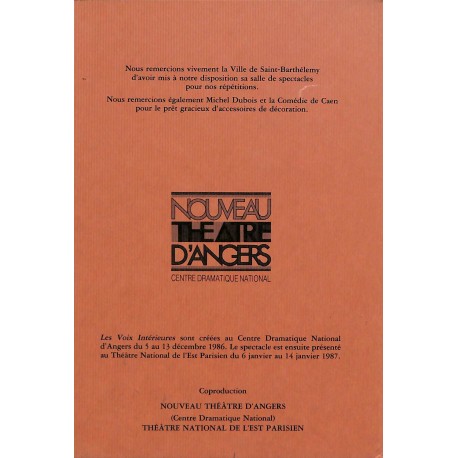 CAHIER DU NOUVEAU THÉÂTRE D'ANGERS |Premier Numéro