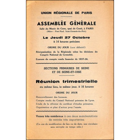 Bulletin de l'Union Nationale des Membres de l'Enseignement Public |Premier Numéro