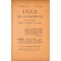 LIGUE DE LA SINCÉRITÉ |Premier Numéro