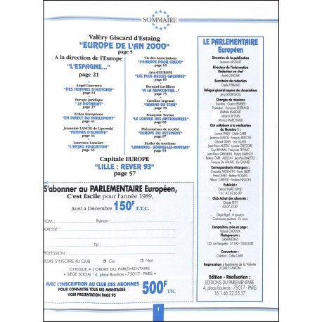 LE PARLEMENTAIRE Européen |Premier Numéro