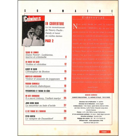 DOSSIERS Criminels |Premier Numéro